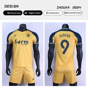 Maillots de football en sublimation de haute qualité en gros, <span class=keywords><strong>t</strong></span>-<span class=keywords><strong>shirt</strong></span> personnalisé pour hommes, maillot de football rétro original orange jaune, uniformes de football - Product Image 3