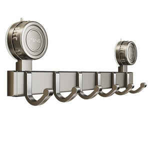 Lteng – support mural à ventouse en métal poli, 6 crochets robustes, installation sans perçage, pour rangement dans la cuisine et l'entrée - Product Image 2