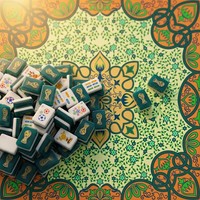 Offre Spéciale 2026 – Jeu de Tuiles de Mahjong Américain en Acrylique Gravé et Sculpté – Tuiles de Mahjong pour Jeu de Société et Divertissement – Rouge Lagune et Bleu Lagune