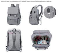 Sac à couches multifonction pour bébé, sac à dos étanche pour maman, chargeur USB, à langer, nouvelle collection