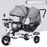 Triciclo Reversible con Asiento Reclinable para Gemelos, de Acero al Carbono, Unisex, de 2 a 4 Años, de 5 a 7 Años
