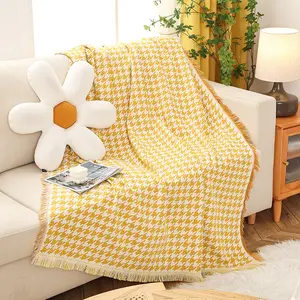 Export quality pied de poule microfibra lavaggio stereotipato divano coperta linea coperta tessuta