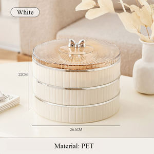 Runde 4-Fach Plastik-Drehbox für Snacks, Süßigkeiten und Trockenfrüchte mit Acryldeckel und Serviertablett für Nüsse - Product Image 2