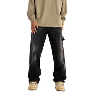 Jeans de Mezclilla Gruesos con Lavado Desgastado para Hombre, Fabricantes de Ropa Personalizada, Jeans Casuales de Carga para Hombre - Product Image 1