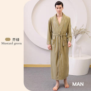 Personalizado Pareja Hombres Suelto y Cómodo Color Sólido <span class=keywords><strong>Cardigan</strong></span> Homestay Casual Waffle Robe Hombres - Product Image 6