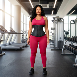 Corset amincissant en latex pour femme, effet sablier, serre-taille sous-poitrine, 25 baleines en acier, avec 3 crochets, pour le sport - Product Image 1