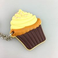 Porte-clés promotionnel en PVC personnalisé avec logo 2D 3D, motif crème glacée mignonne et durable, jaune, style Kawaii