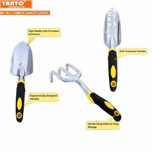 3pc en herramienta de jardín de aluminio fundido cabeza Kit de jardinería con goma suave antideslizante paleta transplanter cultivador - Product Image 4