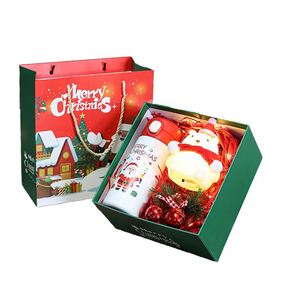 Traditional Ornament Design Christmas Ceramic Mug <b>Set</b> Classic Santa Coffee Cup Scarf Gloves for Home Festive Gift - Product Image 2