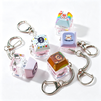 Custom Anime Sound Keyboard Keychain Cute Cartoon Acrylic Fidget Keycap Clicker Decompression Toy for Stress Relief Plastic Gift