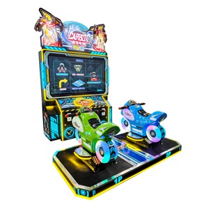 เครื่องเกมแข่งรถมอเตอร์ไซค์สำหรับเด็กสองคน แบบหยอดเหรียญ พร้อมไฟ LED เกมแข่งรถแบบอินเทอร์แอคทีฟ ควบคุมด้วยการเคลื่อนไหว - Product Image 1
