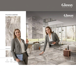 Carreaux de porcelaine émaillée effet marbre de luxe 600x1200mm, grand format brillant pour sol et mur - Product Image 3