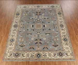 พรมขนสัตว์ตุรกีขนาด5x8ฟุตงานแฮนด์เมดพรมปูพื้นสีฟ้าย้อมสีผักปรับแต่งได้ขนาดได้สำหรับสวดมนต์ออกกำลังกายที่บ้าน - Product Image 1