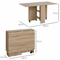 Table à manger de Style feuille, pliable et extensible, avec roulettes, Grain de bois
