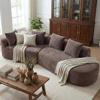 Modernes, umweltfreundliches, knochenloses Cloud-Sofa-Set, komplett montiert, lange geschwungene Chaiselongue, großes gepolstertes Kompressionssofa für Zuhause