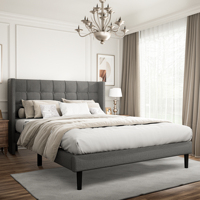 Cadre de lit en métal robuste et moderne, taille Queen, réglable, capacité de charge 800 lb, montage facile pour appartement - Vente en gros B2B pour la maison