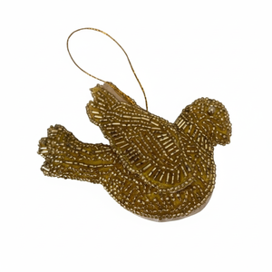 Ornement suspendu en Zari oiseau doré |   Décoration murale / patch brodé Zardozi perlé |   Décorations du Ramadan et décorations d'arbre de Noël - Product Image 1