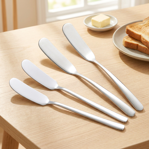 304 Stainless Steel Butter Knife with Serrated Edge, Mirror Polished Cheese Spreader for Commercial <b>Kitchen</b> <b>Gadgets</b> & Bakery - Product Image 5