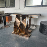 Table de couloir italienne de luxe personnalisée en usine de Foshan Table console en marbre naturel noir avec miroir pour le salon