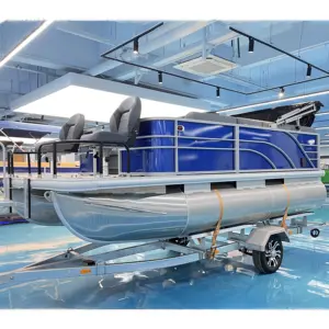 New Kinocean 16 Ft Aluminum Fishing Pontoon Boat With Outboard Motor For Surfing And Ocean Waters Outdoor Activities