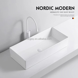 Lavabo de salle de bain commercial de qualité supérieure, style moderne, finition mate, en céramique - Product Image 6
