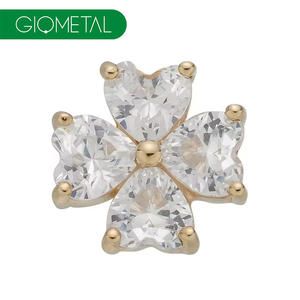 Geomeal 14k ठोस सोने का दिल भाग्यशाली क्लोवर शीर्ष शरीर के भेदी गहने थोक लेरेट आंतरिक रूप से थ्रेड ट्रेडड ट्रेडस डेथ - Product Image 1