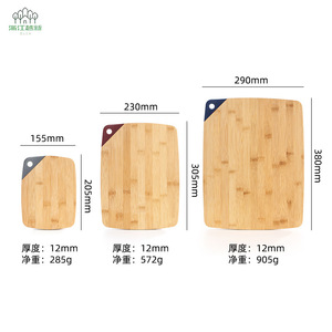 Bamboo Chopping Board <b>Set</b> Three Piece Small Medium Large Size Kitchen Cutting Board With Silicone Holes For Vegetables Meat - Product Image 4