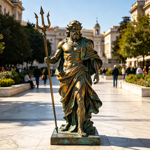 Statua di Poseidone in Bronzo a Grandezza Naturale Personalizzata, Scultura del Dio Greco del Mare con Tridente per Decorazione di Giardini e Piscine - Product Image 4