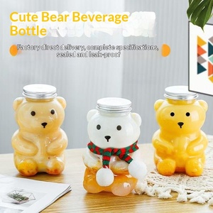 350ml 500ml Trendy Christmas Teddy Bear Coffee Milk Tea <strong>Cup</strong> Cartoon Transparent PET <strong>Plastic</strong> Bottle Candy Dispenser - Product Image 2