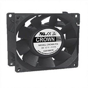 Ventilador Axial de CC Crown AGQ08038_12L con Rodamiento de Bolas y Aspas de Plástico para Equipos Industriales Eléctricos - Product Image 1