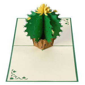 Biglietto Pop-up 3D con Cactus in Vaso Fiorito, Arte Creativa in Carta Ecologica Tagliata al Laser, Forma di Fiore Fai-da-Te <span class=keywords><strong>per</strong></span> Natale e <span class=keywords><strong>Compleanno</strong></span> - Product Image 2