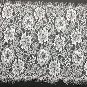 Fine quality flower edge elastic chantilly lace trim black LT2290B