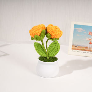 Plantas en maceta de punto coloridas hechas a mano para decoración floral de ganchillo para el hogar, oficina, escritorio, sala de estar, adornos estéticos de mesa - Product Image 6