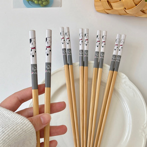 Yuanjin – baguettes en bambou, 10 pièces, design chaton de dessin animé, bambou naturel Nan, antidérapantes, durables, pour usage domestique - Product Image 4