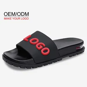高品质气垫定制3D橡胶凸起标志滑梯凉鞋舒适拖鞋定制带标志品牌的滑梯鞋