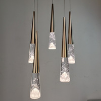 Plafonniers à LED en aluminium et cristal pour salon moderne Luminaire suspendu Lustre
