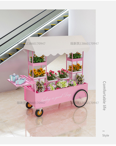 Hiện đại tối giản nhiều lớp hoa Xe Đẩy Bán hoa xô hiển thị đứng với bánh xe có thể tháo rời - Product Image 6