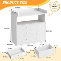 Commode extra large pour bébé avec 3 tiroirs larges et housse de matelas à langer pour rangement ouvert dans les chambres de bébé