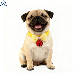 Collar para mascotas Wangwuwu amarillo ajustable con lazo y campana para perros pequeños - Product Image 2
