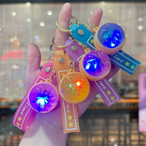LED Light Up Plastic Key Chain Glowing <b>Keyring</b> New Squishy Toys Transparent Crystal Dumpling Pendant Bag <b>Charm</b> for Gifts - Product Image 1