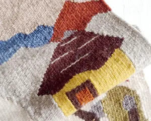 Ensemble cadeau d'entreprise : Tapisserie murale <span class=keywords><strong>ethnique</strong></span> en laine tissée à la main, scène de village africain, art populaire pour la décoration de salon, hôtel de charme - Product Image 3