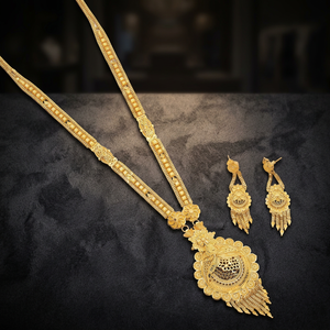 Wholesale 14K 18K 24K Gold Plated Long Necklaces Women's Traditional Wedding Jewelry Set Brass Gold Long <b>Bridal</b> Fashion Jewelry - Product Image 4