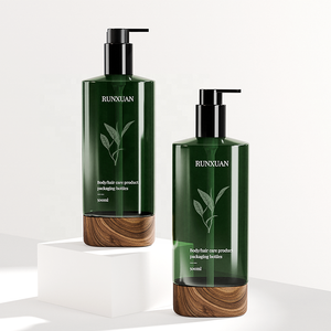 Runxuan 500ml PET bomba de loción botella de champú Gel de ducha embalaje botellas de lavado corporal Color verde 350ml botella de champú personalizada - Product Image 4