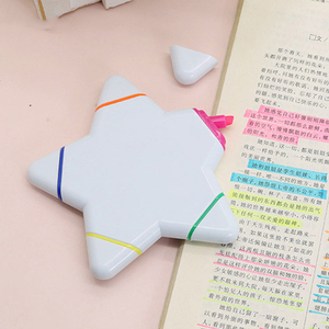 Stylo surligneur oblique à pointe de pinceau avec logo personnalisé pour enfants étoile à cinq branches style pastel ensemble de papeterie mignon pour l'école en plastique - Product Image 3