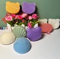 Éponge faciale en konjac au charbon pur, 100% naturelle et biologique, marque privée, vente en gros, pour soins du visage, emballage en vrac