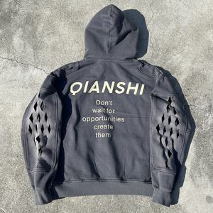 Sudadera con Capucha Estampada Vintage de Estilo Urbano, Sudadera con Capucha Bordada de Felpa Francesa, Sudadera con Capucha Extra Grande con Lavado Ácido y Efecto Desgastado para Hombre - Product Image 2