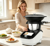 Robot culinaire automatique intelligent Thermomixer 1500W en acier inoxydable, contrôlé par application, multifonctionnel