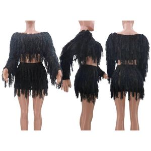 Robes de bureau pour femmes, col rond, manches trois quarts, ceinture, plumes - Product Image 3