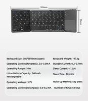 Keyboard Mekanik Ultra Tipis Tri-Fold BT dengan Touchpad untuk iPad Pro Air Mini Laptop Nirkabel Isi Ulang Portabel untuk Kantor dan Perjalanan