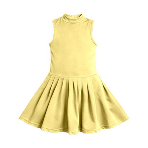 GSD3889 Venta al por mayor Nuevo conjunto de yoga estilo boutique para niñas, vestido amarillo liso para niña, sin MOQ, ODM - Product Image 1